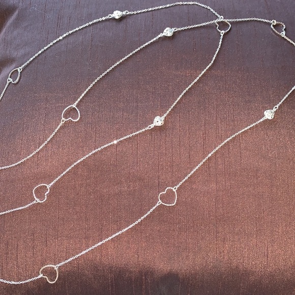 Silver tone rope heart charm necklace - Picture 2 of 5